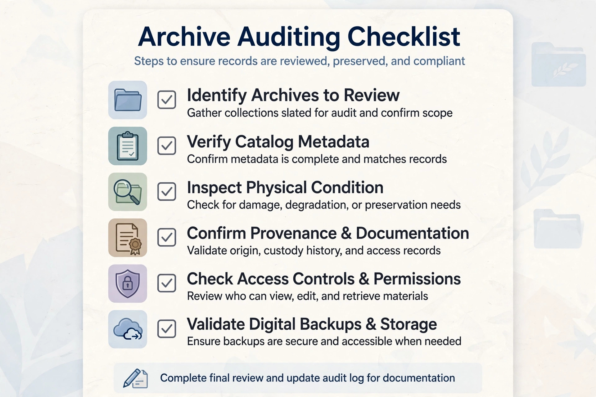 Audit checklist for verifying Khanapara teer archive completeness