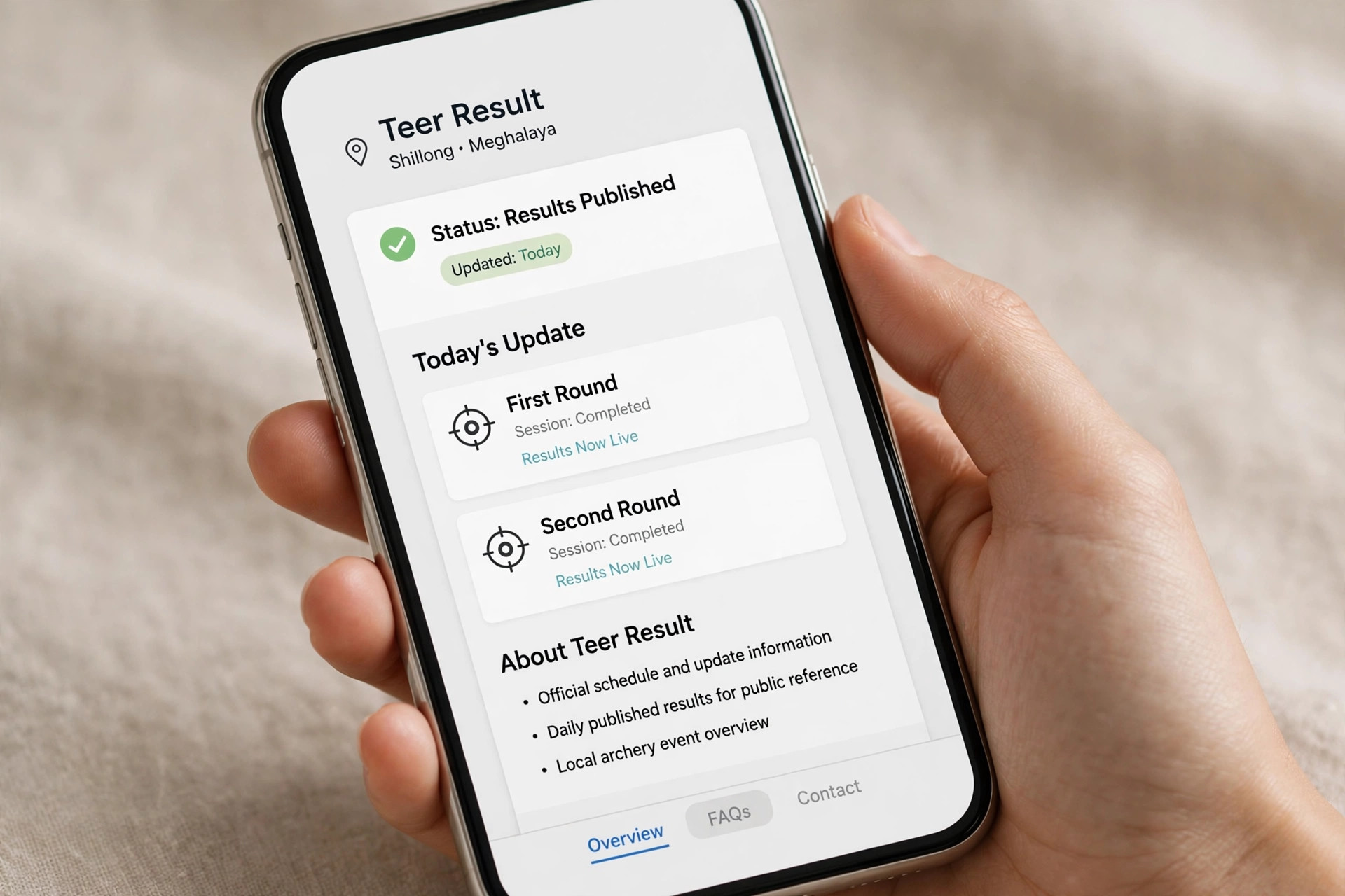 Checking teer result on a mobile phone browser