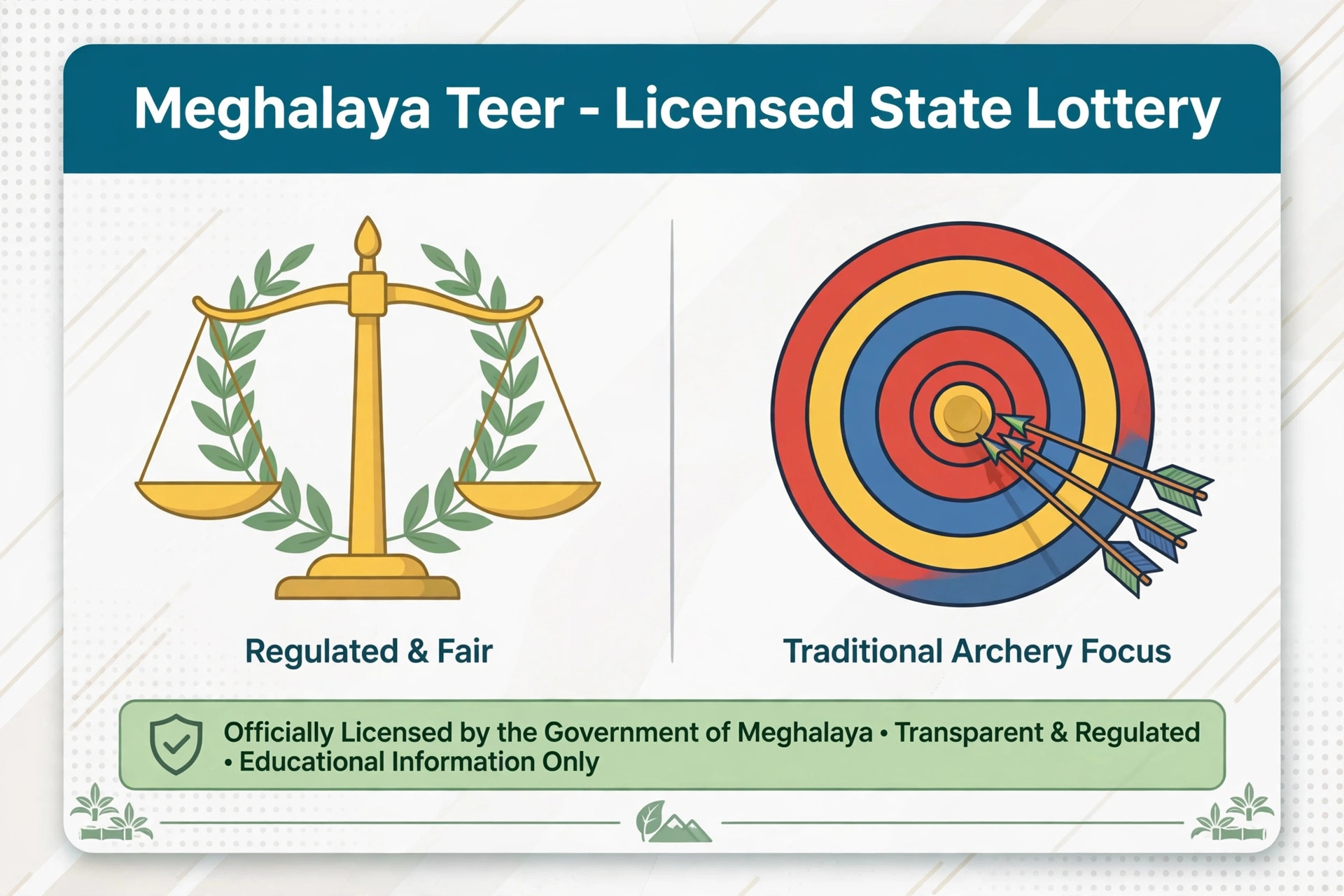 Legal guide banner explaining how Meghalaya Teer is licensed under Meghalaya state law